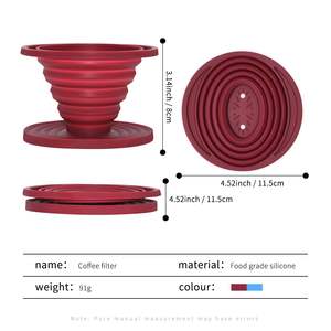 Eco Friendly Foldable Reusable Silicone <b>Coffee</b> Filter Collapsible Dripper for Brew <b>Maker</b> - Product Image 2