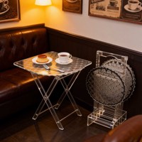 Maßgefertigter Acryl-Reise-Klapptisch Tragbarer Grill-Esstisch für Restaurant, Zuhause, Party, Outdoor, Balkon