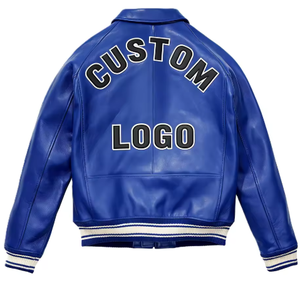 Giacca Casual da Uomo Personalizzata con Ricamo 3D in Pelle di Pecora, Stile Varsity High Street con Chiusura a Cerniera Antivento - Product Image 1