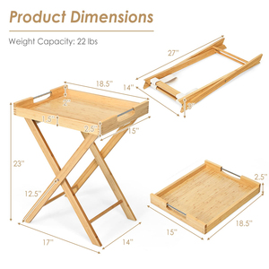 Bandeja para <span class=keywords><strong>TV</strong></span>, mesa auxiliar plegable de bambú con asas de acero, mesa portátil de madera para aperitivos, bandejas plegables de bambú para <span class=keywords><strong>TV</strong></span> para comer - Product Image 4