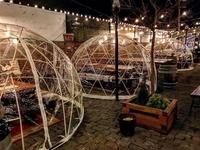Dôme géodésique en PVC transparent pour restaurant en plein air, tente pour dîner