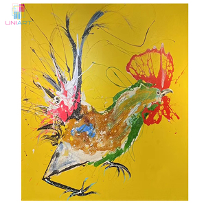 UNIART Style chinois coloré <span class=keywords><strong>coq</strong></span> conception personnalisée 100% peint <span class=keywords><strong>à</strong></span> la main <span class=keywords><strong>peinture</strong></span> <span class=keywords><strong>à</strong></span> <span class=keywords><strong>l</strong></span>'<span class=keywords><strong>huile</strong></span> abstraite sur toile mur Art décor pour galerie - Product Image 6