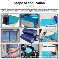 Film de protection rigide en PE transparent bleu, résistant aux rayures, antidérapant, auto-adhésif, haute résistance à la traction, pour portes, fenêtres, ascenseurs
