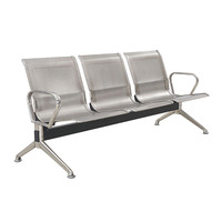 Chaise d'attente en acier inoxydable 3 places, banc de réception en métal, sièges pour hôpital, bureau, aéroport, banque, clinique