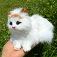 Mini chat réaliste en peluche, 10 cm, Figurine d'animaux, chaton en fourrure, jouet