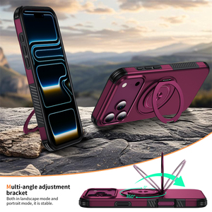 เคสโทรศัพท์มือถือรุ่นใหม่ 2 in 1 TPU+PC สำหรับ iPhone 18 Pro ป้องกันแรงกระแทก ฝาหลังแม่เหล็ก พร้อมขาตั้งแบบหมุนได้ 360 องศา ลาย CD - Product Image 6