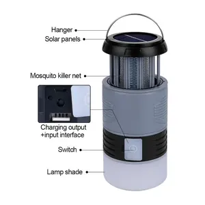 Nieuwe Upgrade Solar Usb Oplaadbare Muggenmoordenaar Uv Usb Waterdichte Lantaarn Outdoor Afstotend Licht Doden Insectenval