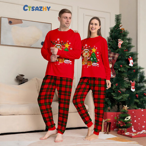Conjuntos de Pijamas de Natal para Pais e Filhos com Design de Renas e Árvores, em Poliéster Macio, para a Estação de Outono, para Mãe e Filho, Mãe e Filha - Product Image 2
