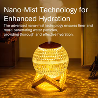 Diffuseur d'huiles essentielles à ultrasons avec boule de cristal, humidificateur, lumière LED nocturne, aromathérapie portable pour la maison et l'hôtel