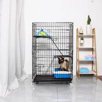 Cage à chat pliable en métal, gain de place, avec accessoires inclus, plusieurs portes et fenêtres, utilisation toutes saisons, idéale pour les voyages