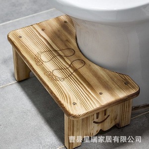 Taburete de Baño de Madera Maciza, Color Natural, Duradero, Diseño Moderno y Simple, Muebles de Baño - Product Image 1