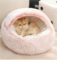 Lit pour animaux de compagnie semi-fermé, amovible, lavable, de couleur unie, maison pour chat, nid pour animaux de compagnie, lit pour chien