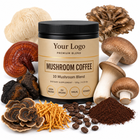 Mélange de poudre de champignons instantanée soluble dans l'eau, extrait personnalisé OEM de Crinière de lion, Reishi et Cordyceps pour mélange de café et de boissons
