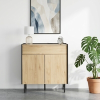 Buffet en bois naturel, armoire de rangement avec tiroir et portes doubles, pieds en métal pour salon, entrée