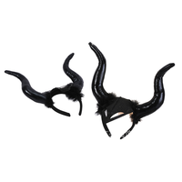 Bandeau de démon créatif pour Halloween Masque noir avec grosses cornes de taureau Festival de fantômes Accessoires de photomaton pour les fêtes de bal de promo