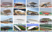 Techo Arqueado para Gradas Deportivas de 1050g PVDF, Estructura de Acero Prefabricada, Membrana Tensada, Toldo Ecológico para Protección Solar, para Escuelas y Parques
