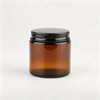 Pot en verre ambré vide de 100g pour cosmétiques et soins de la peau, à large ouverture, pour crème visage et beurre corporel