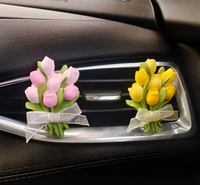 Diffuseur de parfum pour voiture en forme de cœur avec bouquet de tulipes en gypse, ornement décoratif aromatique pour voiture