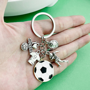 Soccer Player <b>Keychain</b> Zinc Alloy Simulation Football Charm Portable Gift for DIY Accessories - Product Image 2