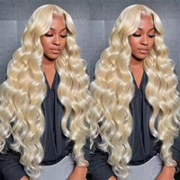 613 perruque blonde, cheveux vierges bruts transparents 13x4 dentelle frontale perruque de cheveux humains vague de corps 613 perruque colorée pour les femmes noires