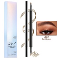 Crayon à sourcils double embout sans logo, marque privée, stylo eyeliner, waterproof, longue tenue, 4 couleurs, maquillage en plastique durable