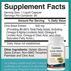 Cápsulas de Óleo de Extrato de Sementes de <span class=keywords><strong>Chia</strong></span> de Marca Privada Ausreson, Suplemento Orgânico para Queima de Gordura em Atacado - Product Image 2