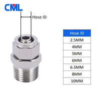 Adaptateur rapide pneumatique mâle BSPP 1/8" 1/4" 3/8" pour tube PU 6/8/10/12mm DE, en acier inoxydable 316 usiné CNC