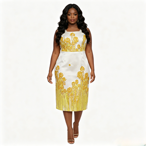 Geenlinm FASHlON Robe pour femmes, costumes d'église, 2 pièces, tenues d'église élégantes en brocart de haute qualité - Product Image 2