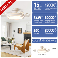 Ventilateur de plafond moderne encastré avec éclairage LED, télécommande 6 vitesses, intensité réglable, blanc, pour chambre et salle à manger, pales en ABS, double tension 110V/220V