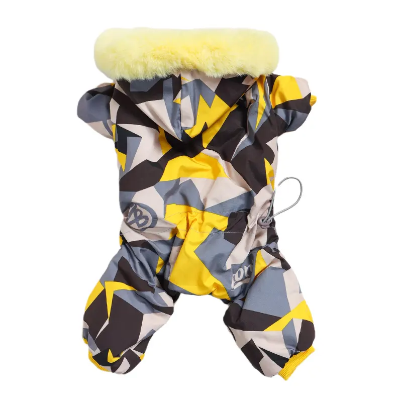 Cute Style yellow-gray Geometric Suit Winter Warm And Comfortable Can Be Customized Pet Clothes