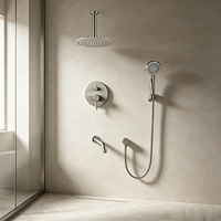 Ensemble de douche thermostatique mural multifonctionnel moderne personnalisé, avec pomme de douche pluie haute pression de 8 pouces et douchette à main