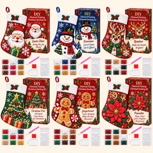 Kit <span class=keywords><strong>de</strong></span> broderie diamant DIY transfrontalier Chine, motif chaussette <span class=keywords><strong>de</strong></span> Noël Père Noël - Product Image 1