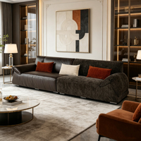 Ensemble de canapés sectionnels carrés modernes avec rembourrage en éponge, design à dossier bas pour les petits salons et les maisons au style épuré
