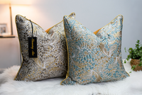Housse de coussin décorative de luxe en velours découpé, jacquard argenté, doré et noir, avec logo personnalisé, pour la maison, les fournisseurs et la décoration hôtelière
