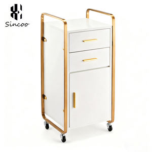 Stainless Steel Gold Salon Hairdressing <b>Trolley</b> with Hairdryer Stand 3 Drawers Easy to Move and Customizable - Product Image 3