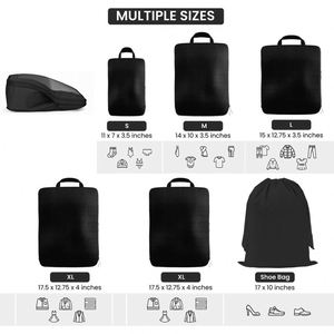 Juego de 6 Cubos de Compresión Oxford para Empacar, con Cierre de Cremallera y Diseño con Estampado de Personajes, para Ropa, Zapatos y Equipaje - Product Image 4