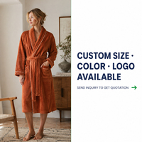 Robe de chambre en coton éponge orange respirante et confortable pour femme, style enveloppant, idéale pour le quotidien et après la douche, vente en gros