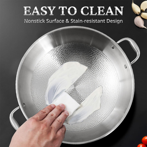 <span class=keywords><strong>Wok</strong></span> Grande de Inducción de 30/34/36/40 cm, 3 Capas, Acero Inoxidable 316, Antiadherente, <span class=keywords><strong>Wok</strong></span> Híbrido de Acero Inoxidable con Tapa de Vidrio - Product Image 6