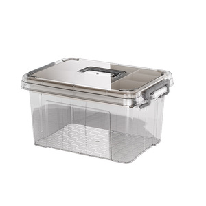 Transparent Double Layer Medicine Storage Box With 4 Grids Plastic Sealed Home Use Pill Organizer Case - Product Image 5