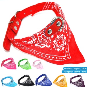 Bandana per Cani <span class=keywords><strong>in</strong></span> Pelle PU Regolabile con Stampa Colorata, Sciarpa Triangolare, Accessorio per Animali Domestici - Product Image 1