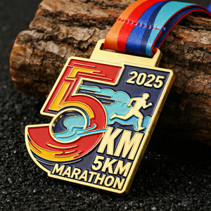 Wholesale Custom Sports Medals Award Metal Medal and Trophies With <b>Ribbon</b> Soccer Basketball Running Marathon Medal - Product Image 1