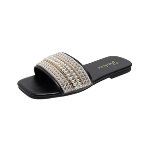 Women's Flat slippers Shiny Pearl Luxury Sandal Shoes high Quality Lady Flat Slipper Outdoor Designer Fashion Ladies slippers - Product Image 2
