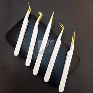 Pince à épiler d'extension de cils droite mince en forme de L courbée blanche mate Logo personnalisé Pointe pointue en acier inoxydable durable Logo personnalisé - Product Image 5