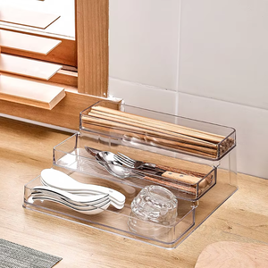 <strong>3</strong> <strong>Tier</strong> Spice <strong>Shelf</strong> and Rack Organizer for Cabinet and Counter Top Clear Plastic Display Stand - Product Image 5