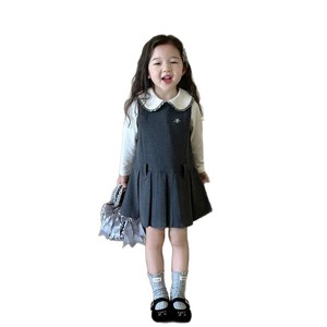 Tongxingyuan Girls School Style Wool Dress Set Autumn 2025 Solid Color Pleated Skirt With T Shirt For Kids - Product Image 5