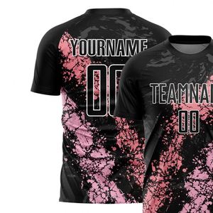 Camiseta de Fútbol Negra y Rosa para Hombre, Manga Corta, Ligera, Transpirable, Uniforme Deportivo para Entrenamiento y Partidos - Product Image 3