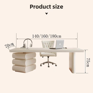 Bureau, établi, table de consultation de style crémeux : luxe léger, simple, moderne, maison, ensemble bureau et chaise de patron - Product Image 6