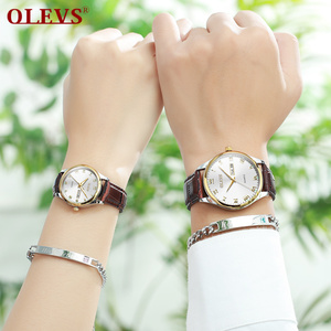 OLEVS orologio da polso da uomo e da <span class=keywords><strong>donna</strong></span> di marca Fashion Business Style quarzo Core orologio da polso in pelle luminoso impermeabile per gli amanti - Product Image 5