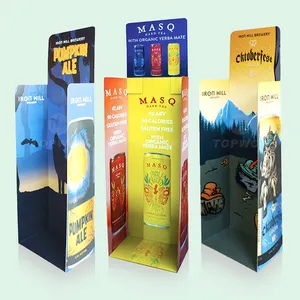 Custom Supermarket Corrugated Case Stackers Cardboard Floor Display Stand Beer/Wine/Drinks/Water Display Racks