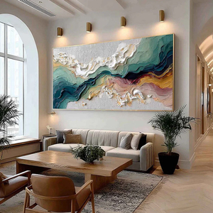 Grande <span class=keywords><strong>peinture</strong></span> abstraite de paysage à texture épaisse, réalisée à la spatule, faite à la main, sur toile texturée, œuvre d'art abstraite minimaliste pour mur - Product Image 6